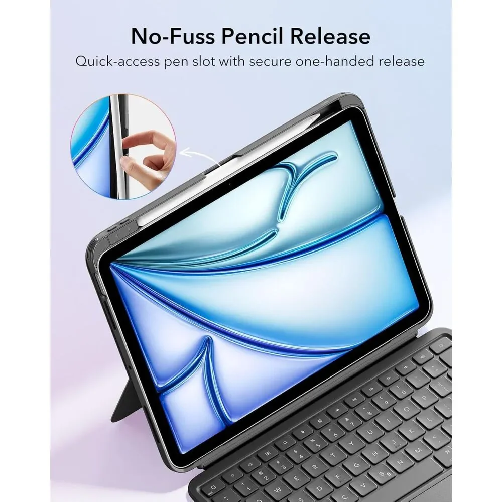 ESR iPad Air 11 Case with Keyboard Detachable Flex Cover Dark Gray M4 M3 M2